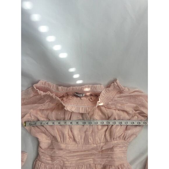 Uguest NWT Blush Pink Romantic Mini Dress sz L Barbiecore Prairie Brunch Ruffles - Picture 11 of 12